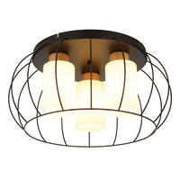 DECKENLEUCHTE ROWENA LED Metall Schwarz matt, Eiche - Schwarz, Holz (50/50/25cm) - Globo Lighting