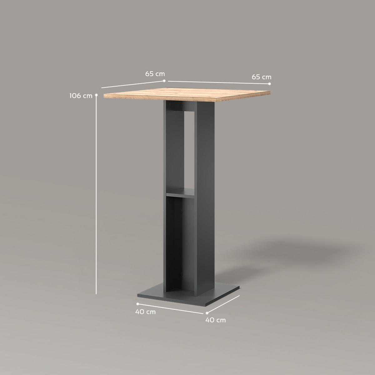 BARTISCH Regusa Goldkraft Eiche/Anthrazit 65 x 65 cm - Honigeiche/Anthrazit, Holzwerkstoff (65/65/106cm) - Livinity®