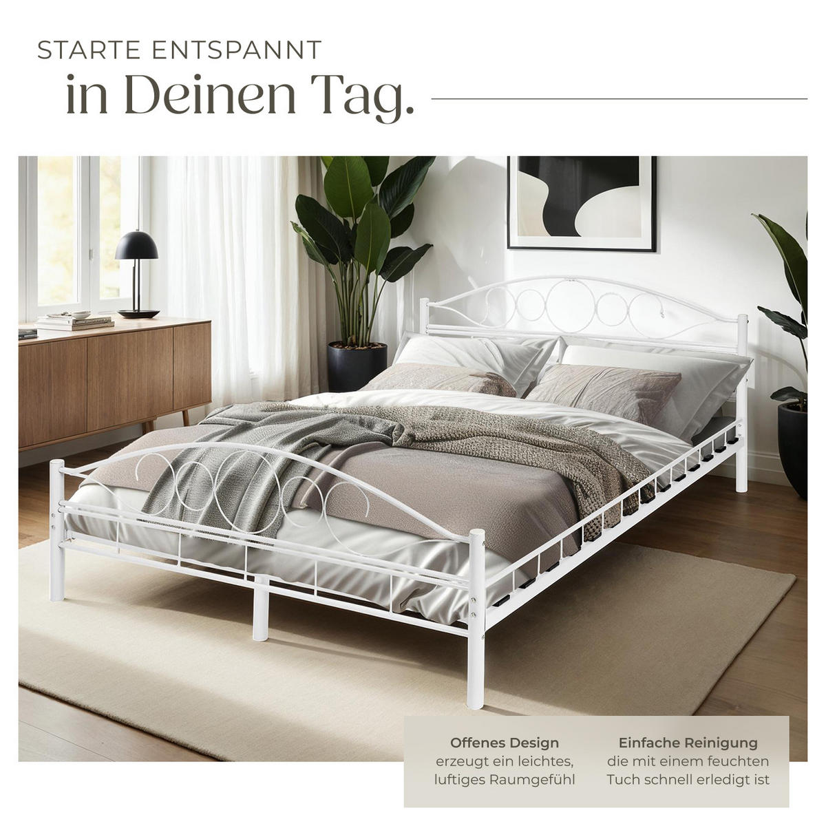 METALLBETT Sonno,140 x 200 cm,weiß/weiß - Weiß, Metall - tectake
