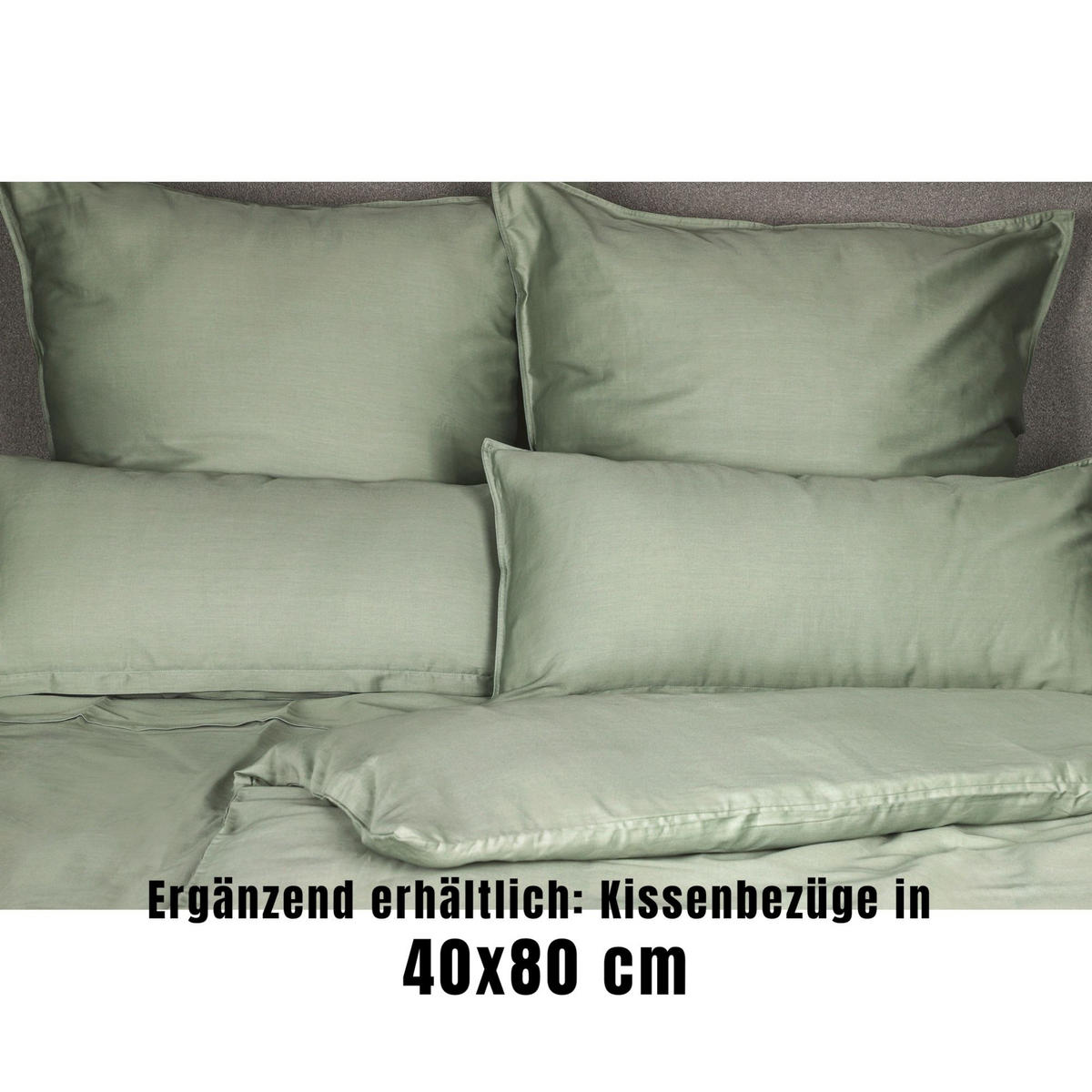 SATIN BETTWÄSCHE PLAIN - Grün, Textil (140/200cm) - Schöner Wohnen