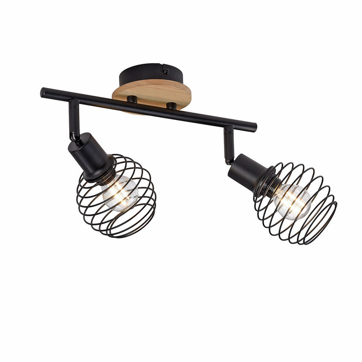 DECKENLEUCHTE Schwarz Holzoptik bewegliche Spots - Schwarz, Holz (50/22.6/23cm)