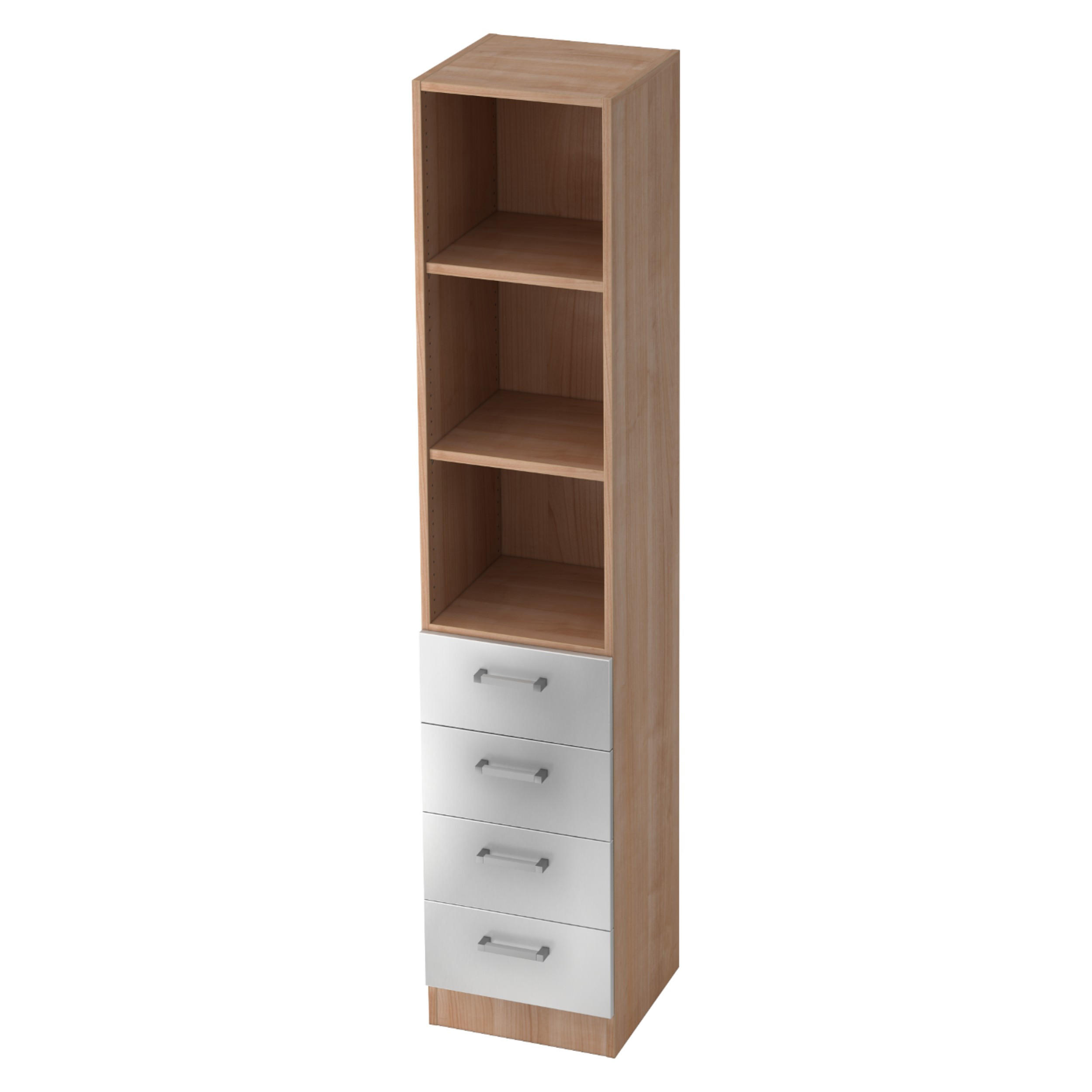 SCHUBLADENSCHRANK - 4 Schübe 42/40,6/200,4 cm in Nussbaumfarben/Silberfarben Chromgriff (Metall) - Silberfarben/Nussbaumfarben, Holzwerkstoff (40.6/200.4/42cm) - bümö