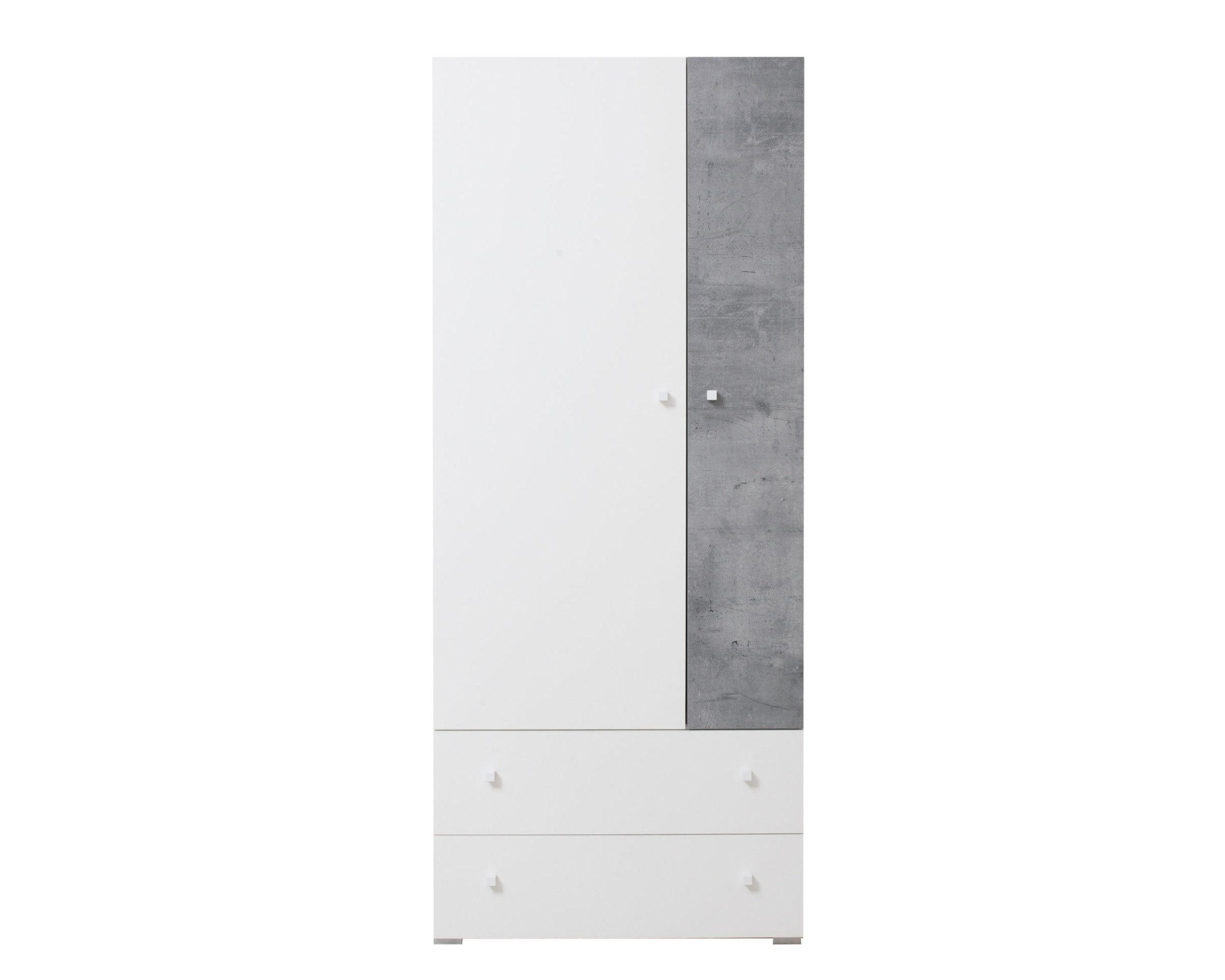 KINDERKLEIDERSCHRANK SIMON 03 80/50/190 Weiß/Grau - Weiß/Grau, Holzwerkstoff (80/190/50cm) - Deine Möbel 24