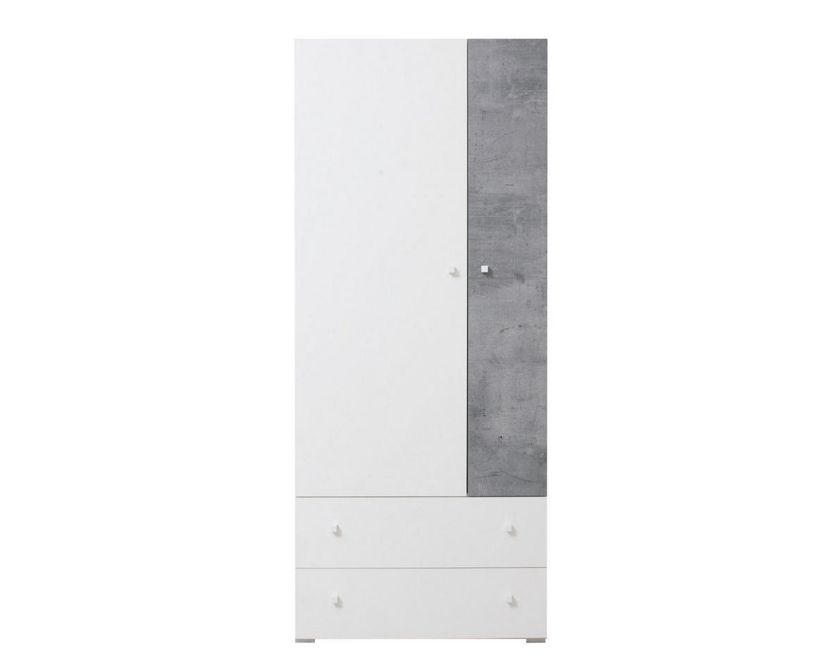 KINDERKLEIDERSCHRANK SIMON 03 80/50/190 Weiß/Grau - Weiß/Grau, Holzwerkstoff (80/190/50cm) - Deine Möbel 24