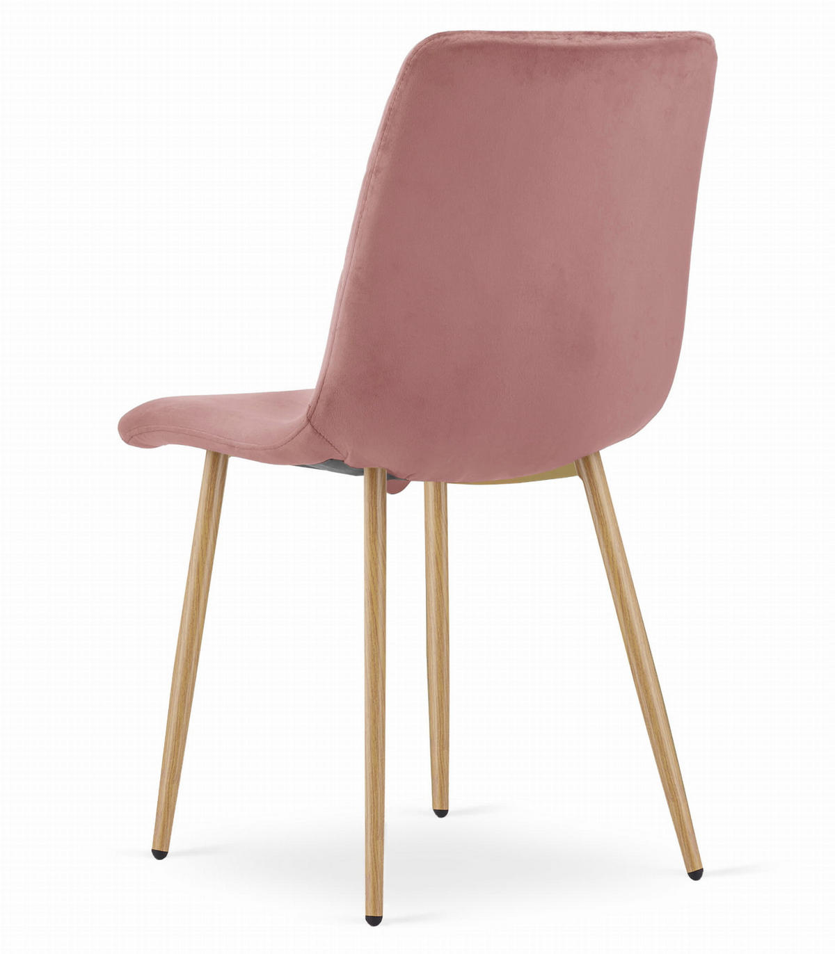 STUHL SCANNO 6-er Set, Rosa, Metallbeine in Holzfarbe, mit Samtstoff gepolstert - Rosa, Textil/Metall (45/89/53cm) - Komodee
