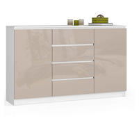 KOMMODE Weiß, Cappuccino Glanz 99/160/40 - Weiß, Holzwerkstoff (160/99/40cm) - RAUMHIRSCH FURNITURE