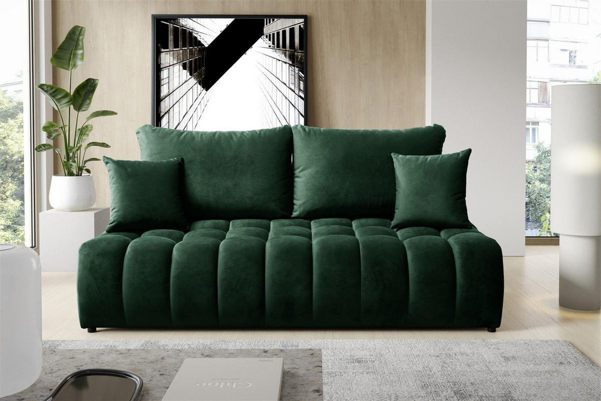 SCHLAFSOFA Nina - Grün, Holzwerkstoff/Textil (200/96/107cm) - Fun Möbel