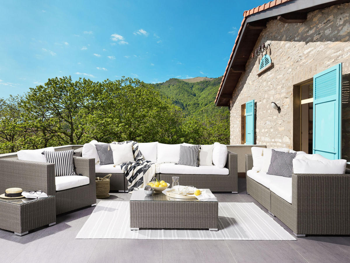 LOUNGE-SET grau modular Maestro - Grau, Kunststoff - Beliani
