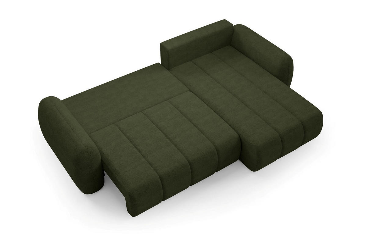 ECKSOFA mit Schlaffunktion Premium Grün - Schwarz/Grün, Holz/Holzwerkstoff (304/190cm) - Furnisell