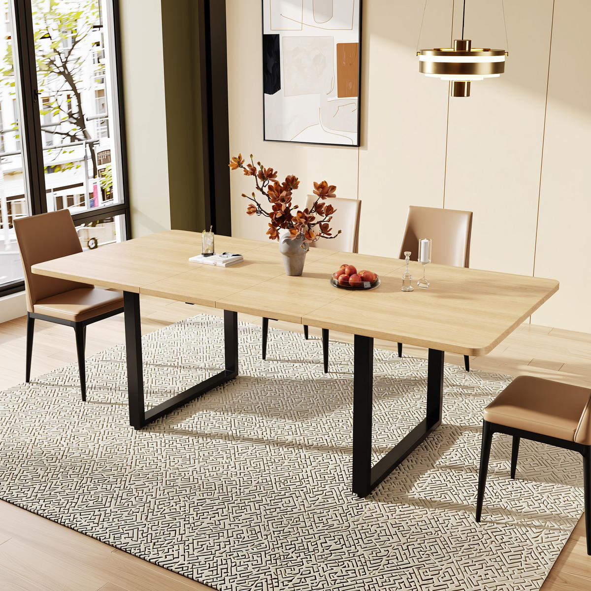 ESSTISCH AUSZIEHBARER 140-220 cm Eiche & Metall – Moderner Esszimmertisch für 6-10 Personen mit Schwerlast-Auszug - Sonoma Eiche, Holzwerkstoff (80/220/75cm) - Urban Meuble