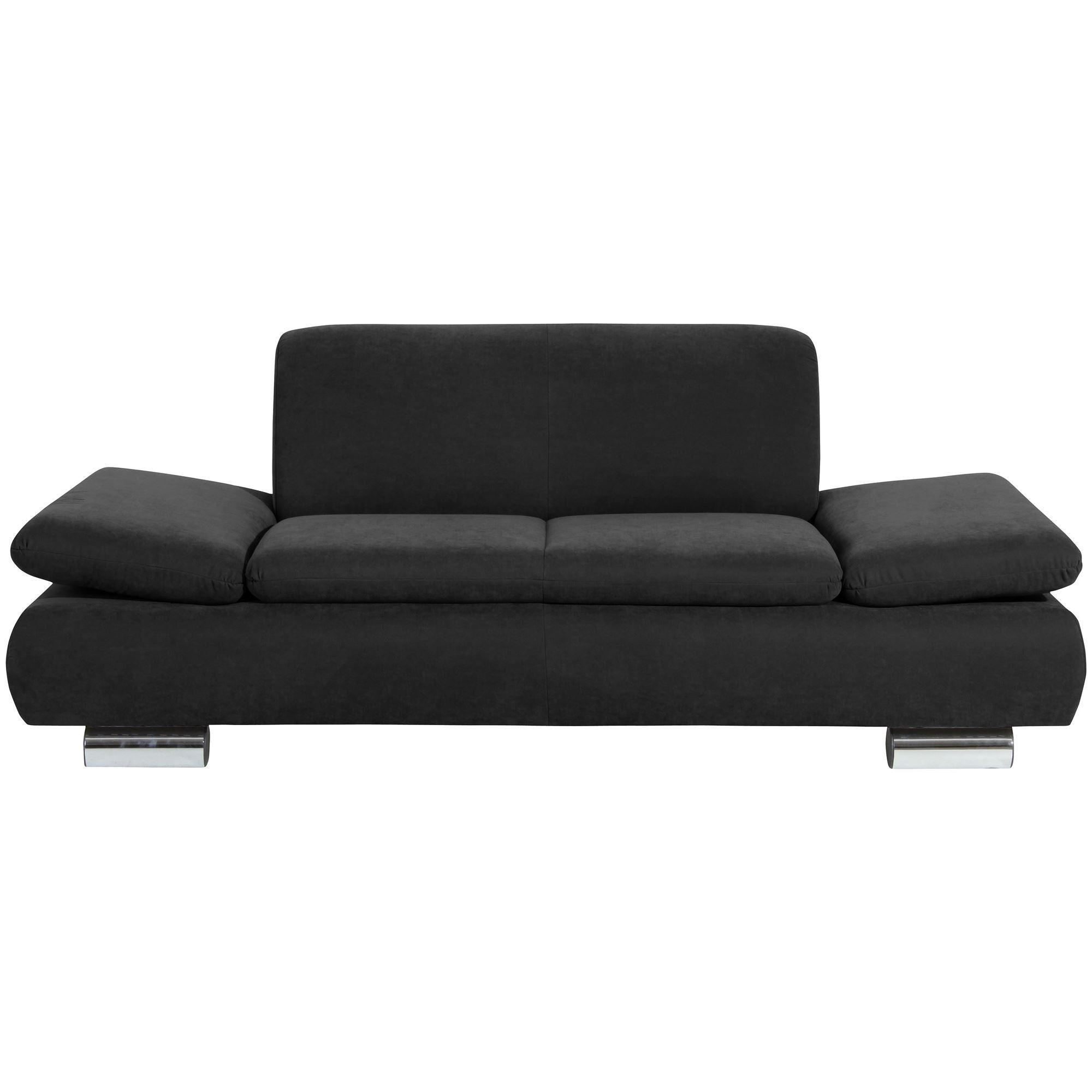 SOFA 2-Sitzer Kaye Bezug Veloursstoff Metallfuß verchromt / schwarz - Schwarz, Kunststoff (190/76/90cm) - 58aufmkessel