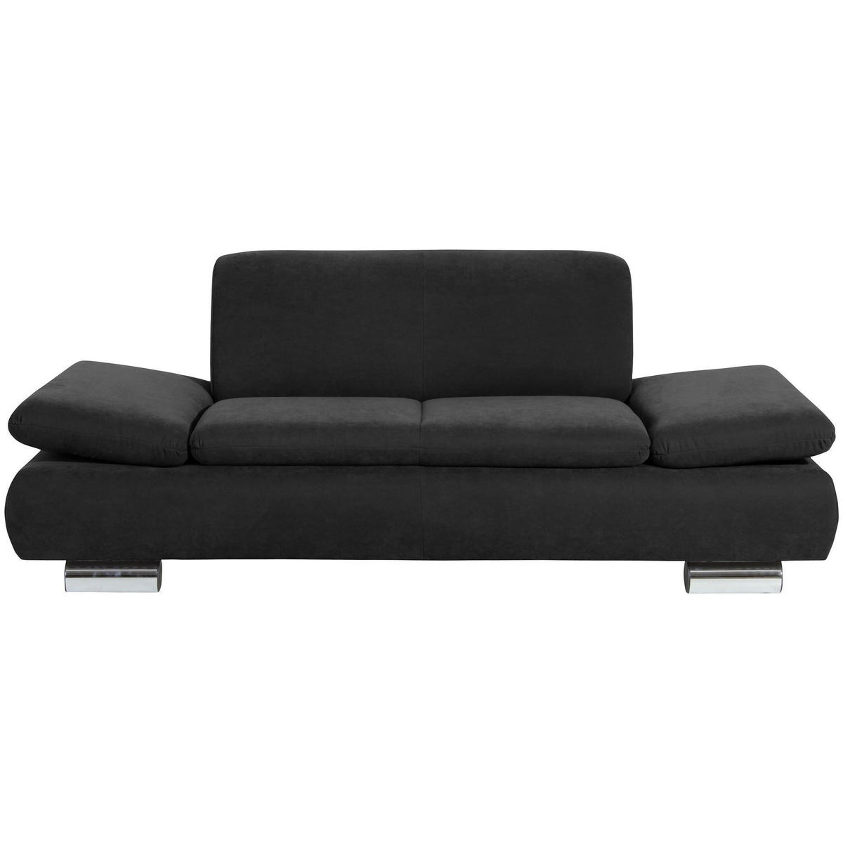 SOFA 2-Sitzer Kaye Bezug Veloursstoff Metallfuß verchromt / schwarz - Schwarz, Kunststoff (190/76/90cm) - 58aufmkessel