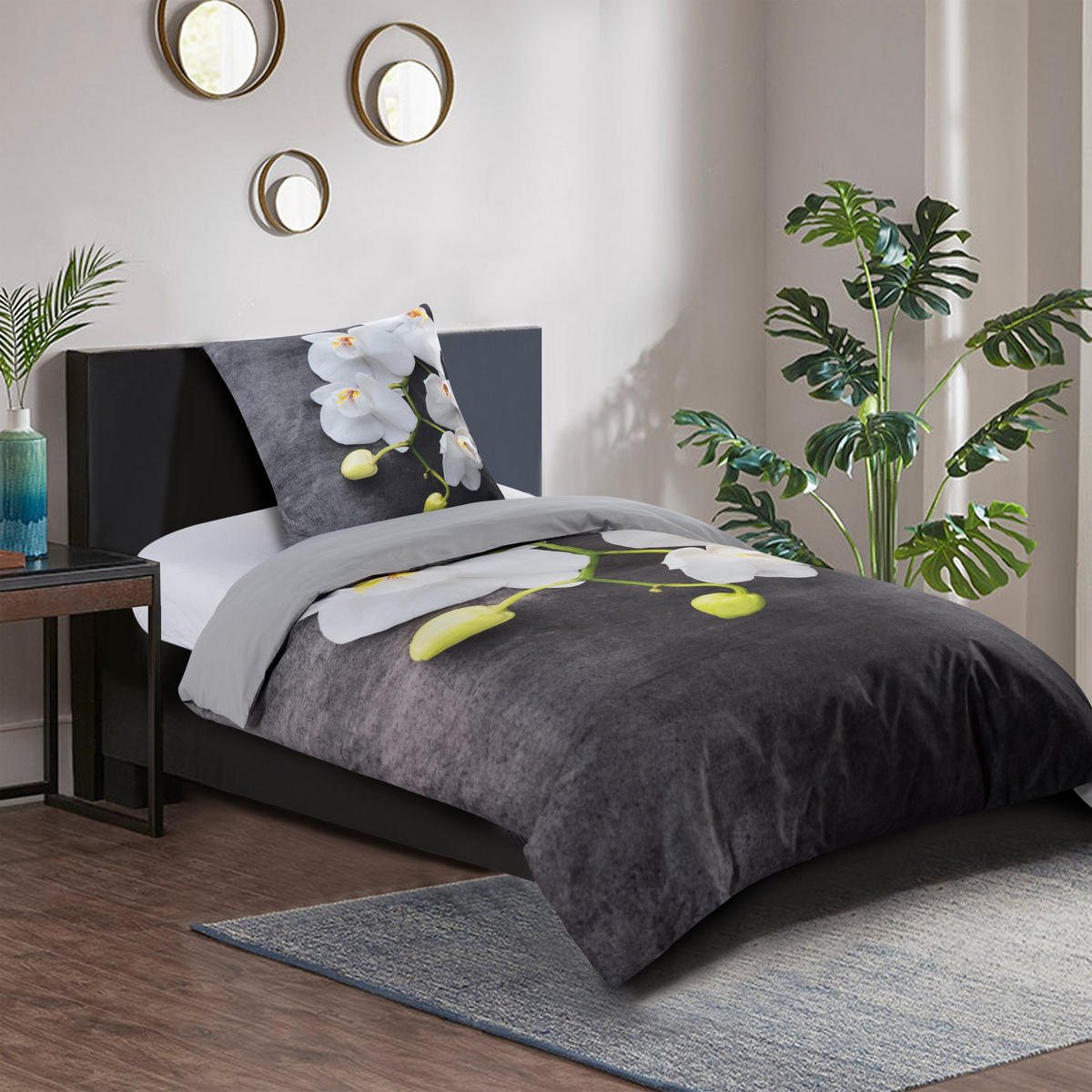 BETTWÄSCHE 4-teilig Pretty - Grau, Naturmaterialien (135/200cm) - Sanilo