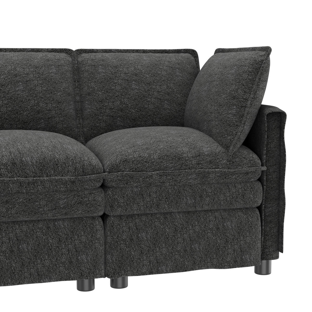 ECKSOFA DE-33261 XXL modular U-/L-Form mit Hocker Grau - Grau, Holzwerkstoff (344/127cm) - ComfortXL