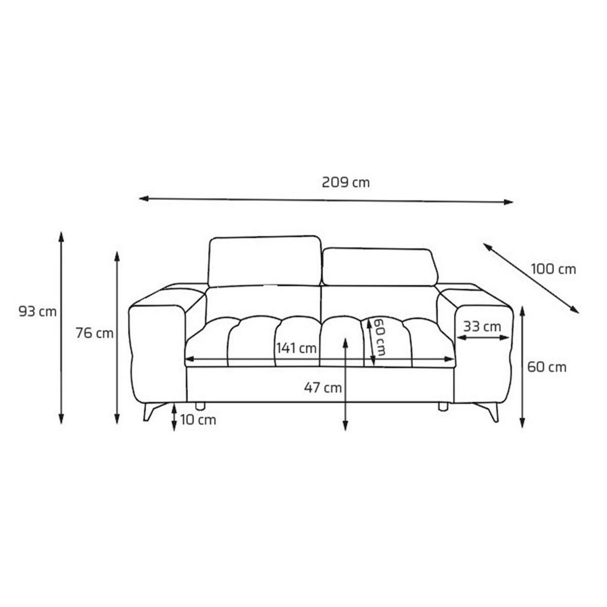 2-SITZER Sofa PUDDING 209 cm Velours Schwarz - Schwarz, Holz/Textil (209/93/100cm) - Muffo