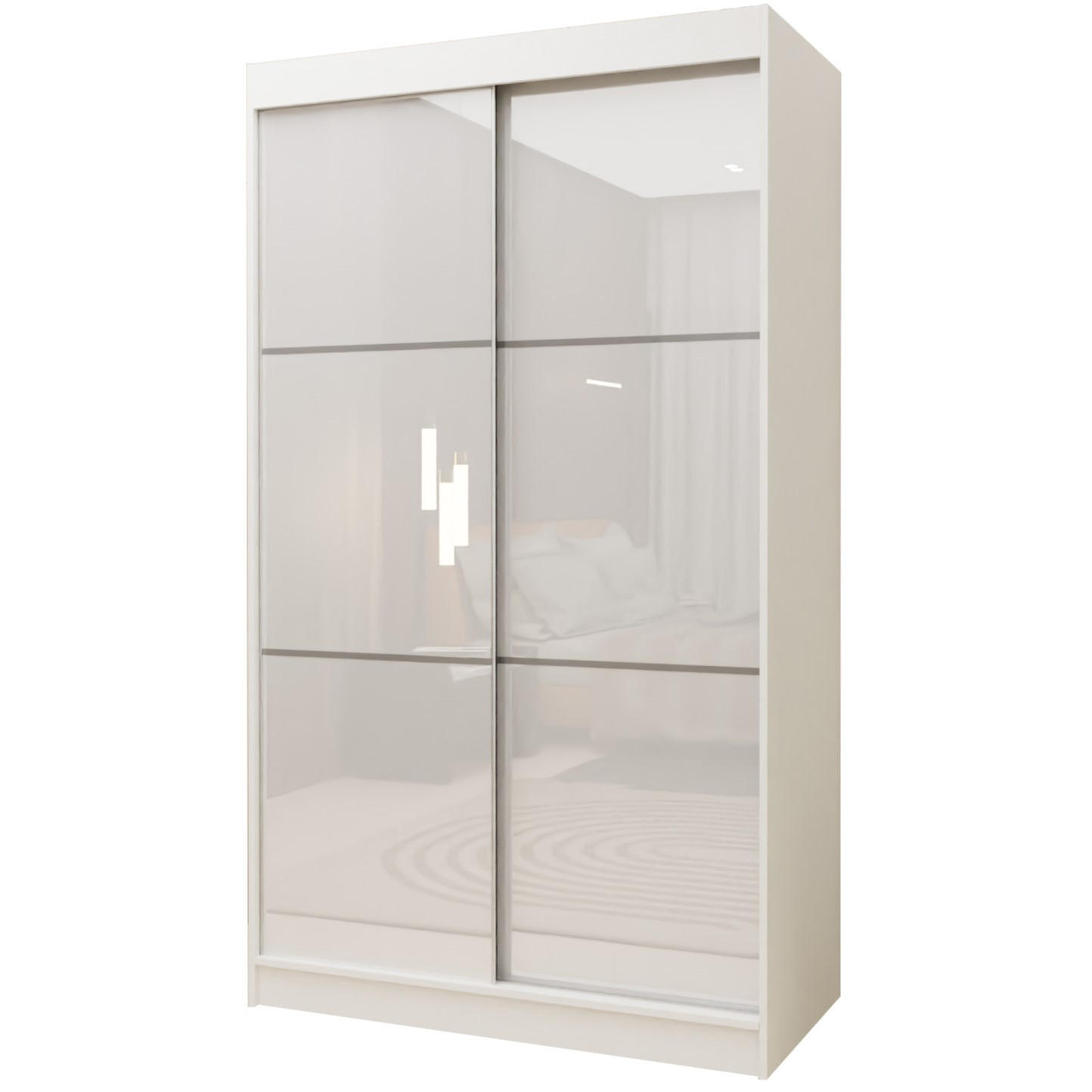 SCHWEBETÜRENSCHRANK VITALE 120/216/61 cm 2-türig Weiß - Weiß, Holzwerkstoff (120/216/61cm) - MASSENO