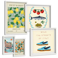 BILDER SET 5er Set - 50x50 cm & 20x30 cm & 40x60 cm Weißer Rahmen - Italienische Poster mit Fruchtmotiven - Weiß, Kunststoff (40/60cm) - TULUP