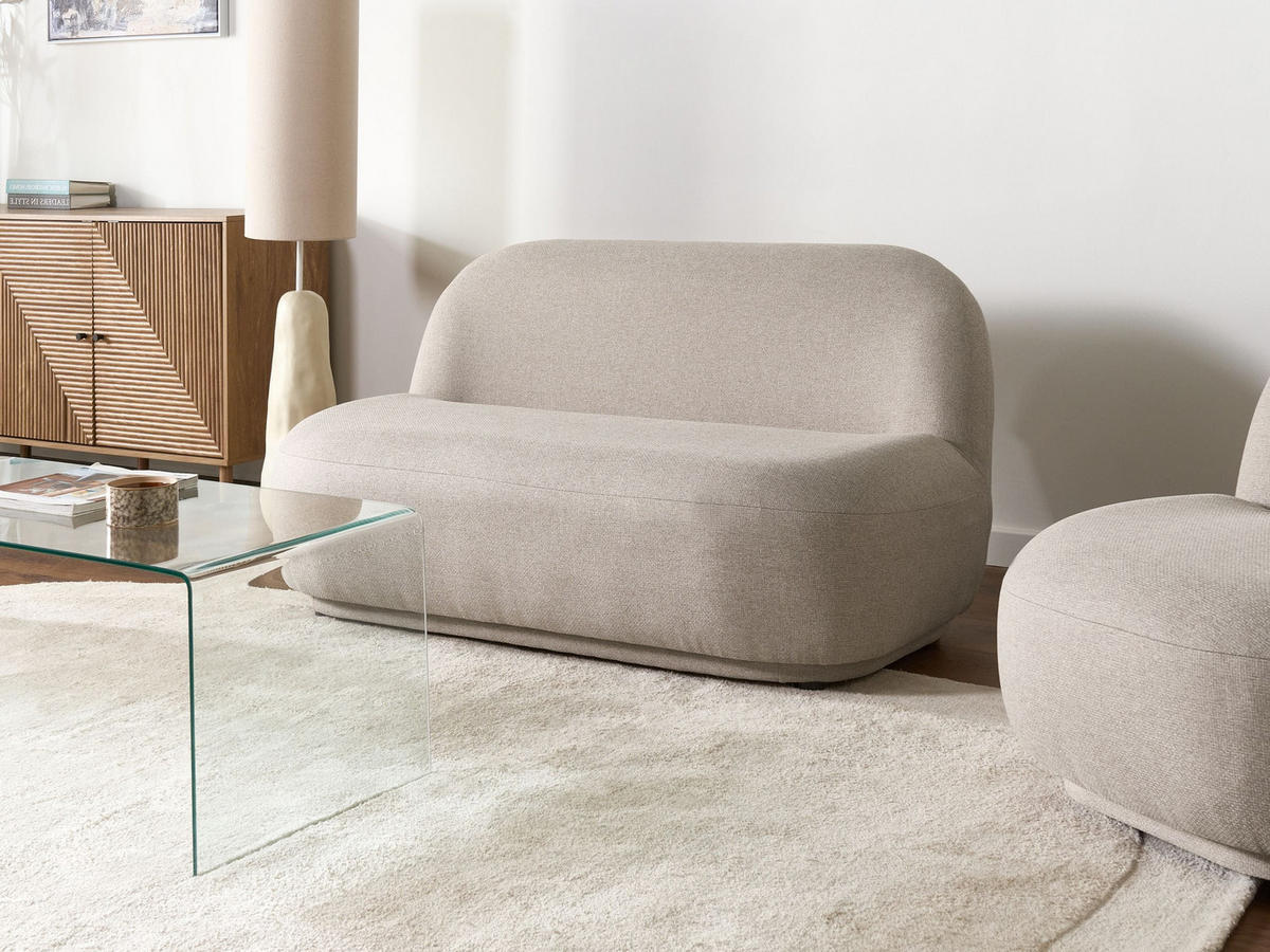 2-SITZER-SOFA Stoff Beige Lovberg - Beige, Textil (138/74/80cm) - Beliani
