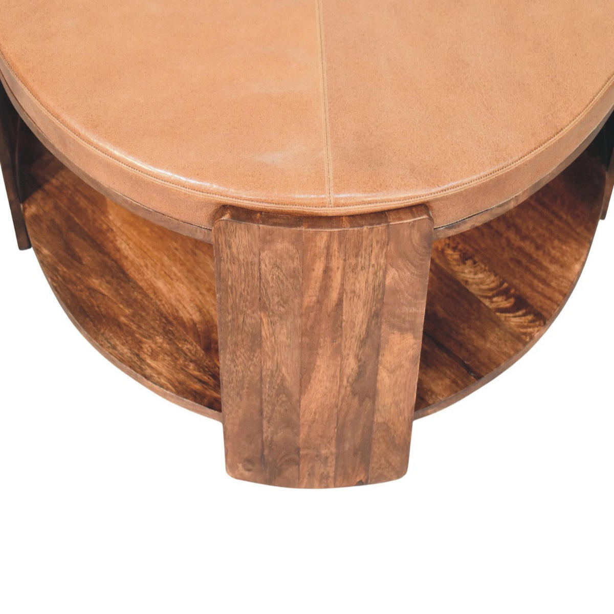 COUCHTISCH mit Roasted-Almond-Finish, Leder auf der Oberfläche, kaffeebraun - Braun, Leder/Holz (85/85/42cm) - Artisan Furniture