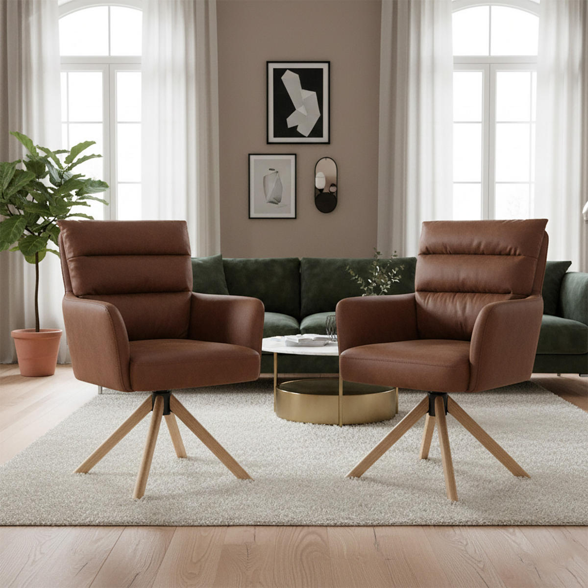 ARMLEHNSTUHL Mika-Jule 2er-Set - Honigeiche/Braun, Eichenholz/Holz (59/94/66cm) - DUBI Möbel