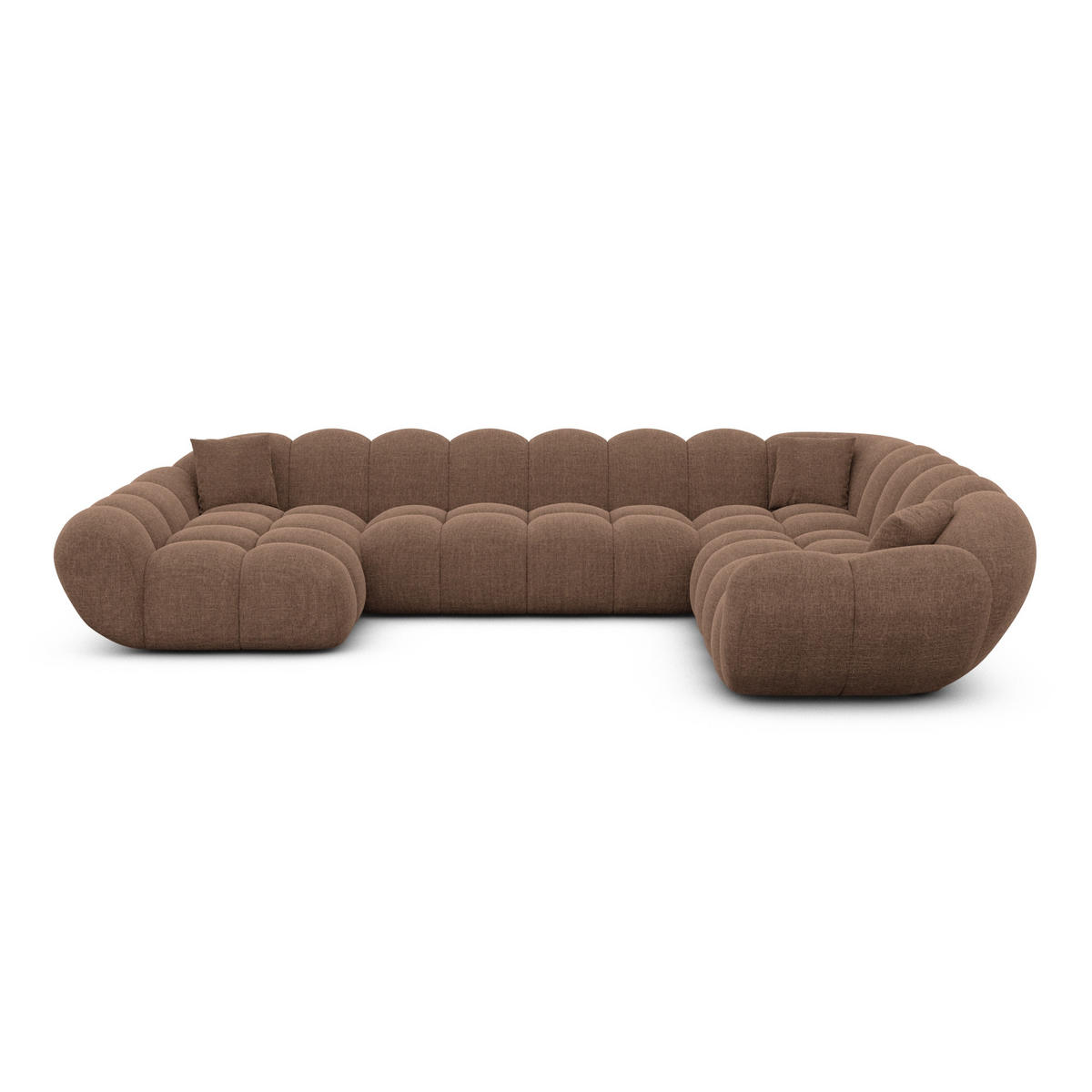 WOHNLANDSCHAFT Liva Braun Strukturstoff U-Form XXL Links - Braun, Textil (323/70/258cm) - VAROYAL