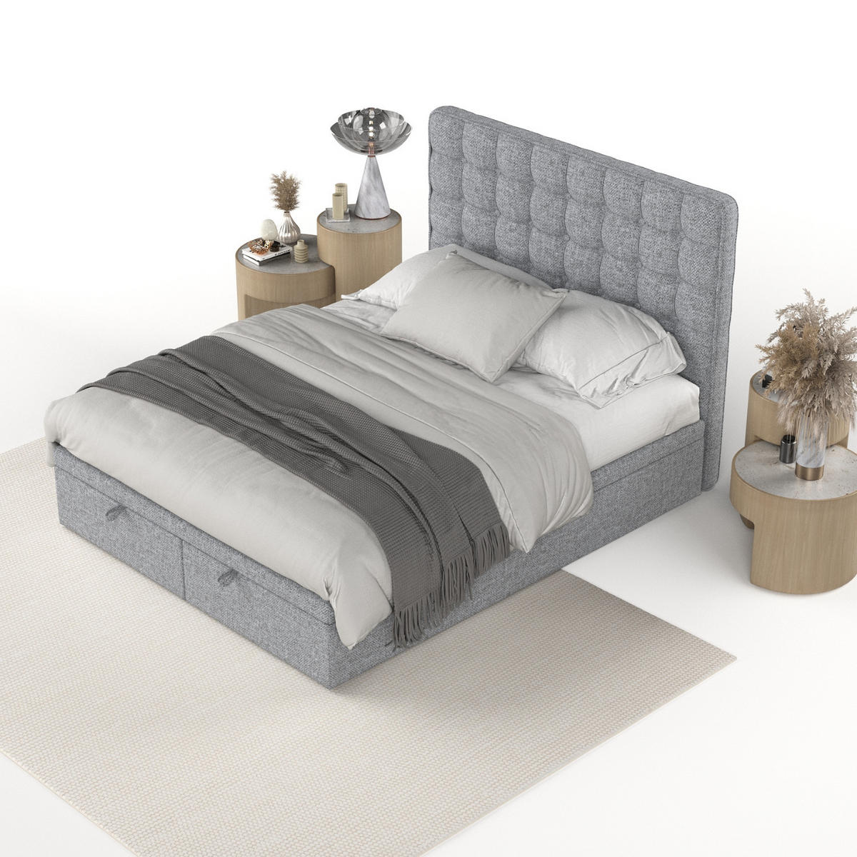 POLSTERBETT Celestia mit Stauraum 180/200 cm Grau im Alta Stoff - Schwarz/Grau, Holz/Holzwerkstoff (180/200cm) - AltaBeds