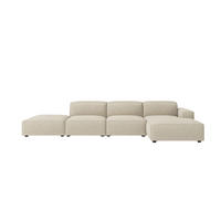 ECKSOFA Cursal L-Form, Stoff Artico, Nata + Hocker, Rechts - Beige, Holz (341/166cm) - Kaiser Möbel