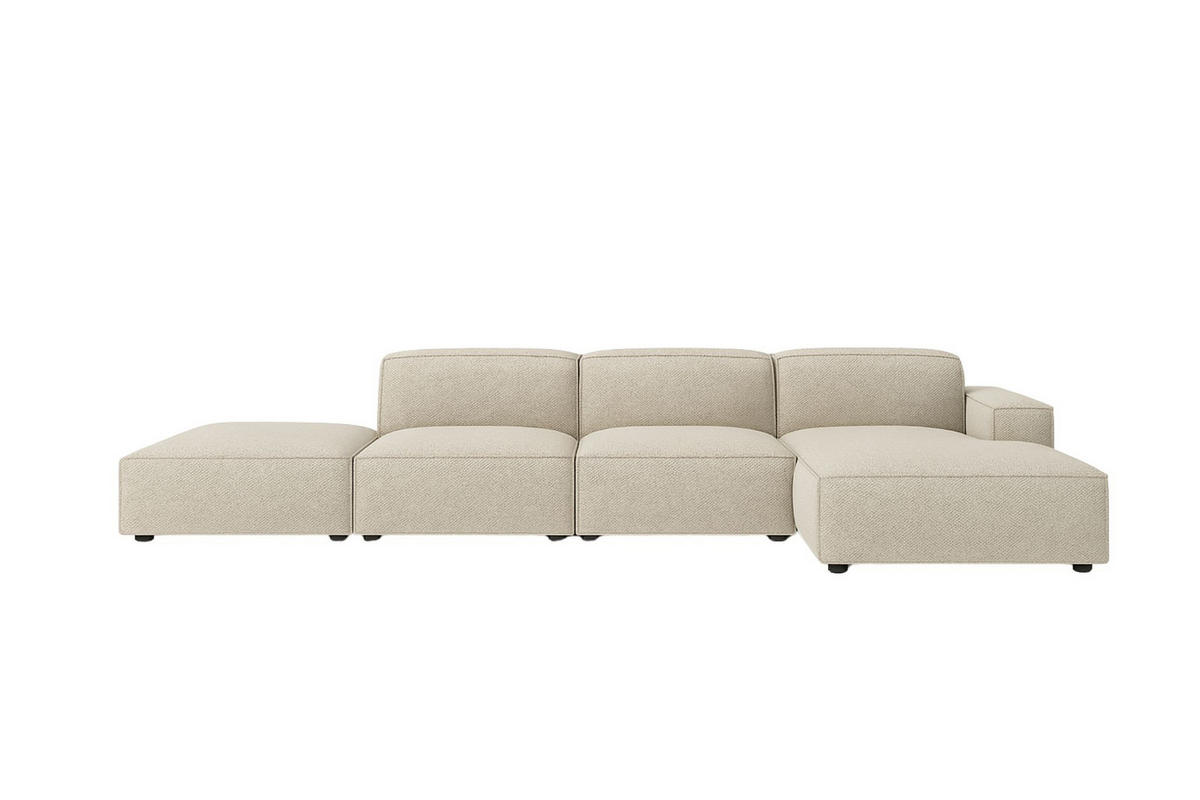 ECKSOFA Cursal L-Form, Stoff Artico, Nata + Hocker, Rechts - Beige, Holz (341/166cm) - Kaiser Möbel