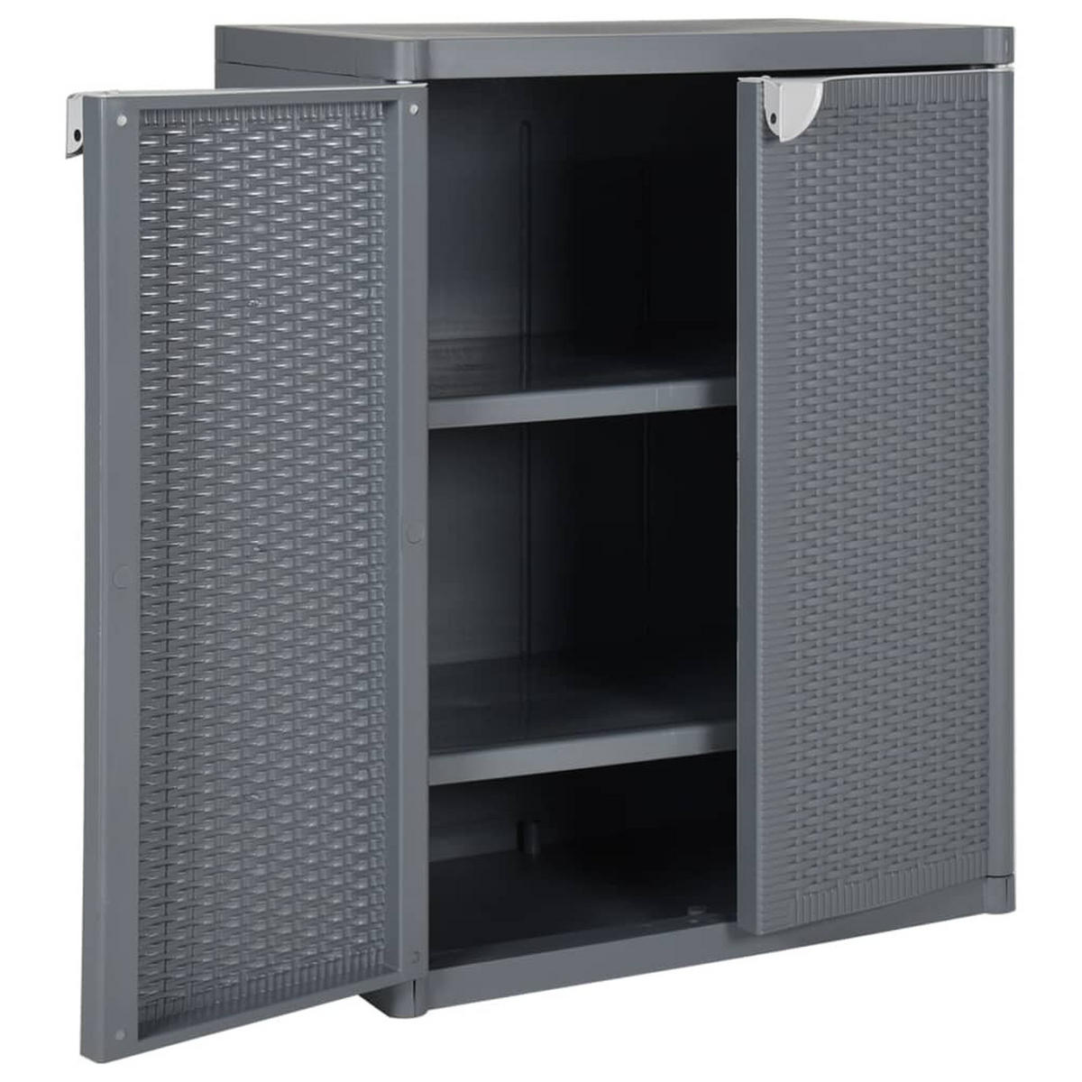 GARTENSCHRANK Grau 65/45/88 Cm Pp Rattan-Optik - Grau, Kunststoff (45/88/65cm) - vidaXL