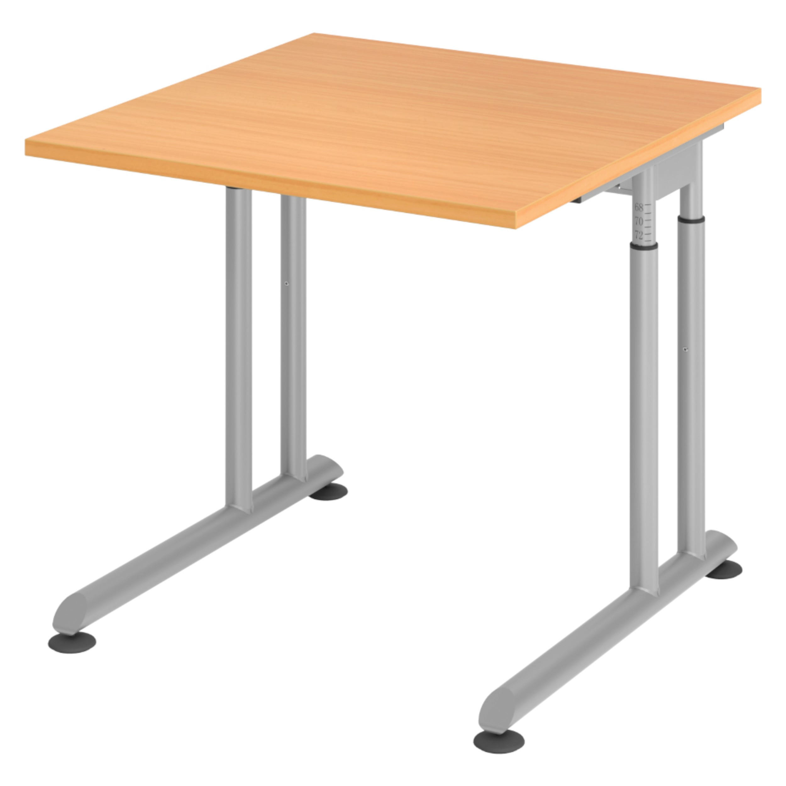 SCHREIBTISCH Serie-Z 80/80/74 cm in Buchefarben/Silberfarben - Buchefarben/Silberfarben, Holzwerkstoff (80/80/74cm) - bümö