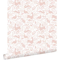 TAPETE Wald mit Waldtieren 50 x 900 cm - Pink, Papier (50/0.1cm) - ESTAhome