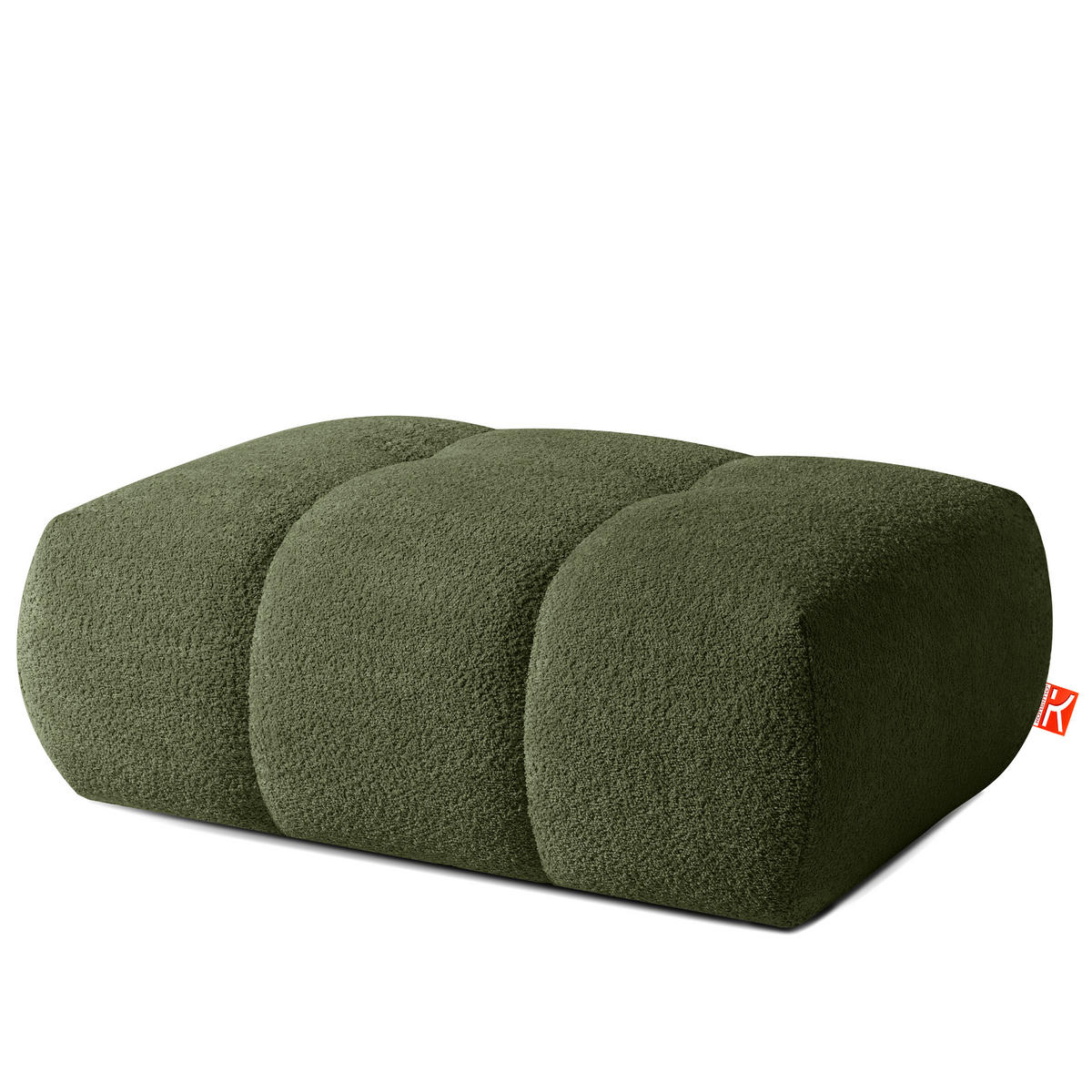 POUF LIRA, Olivgrün, Bouclé - Olivgrün, Holz/Holzwerkstoff (96/43/50cm) - KONSIMO®