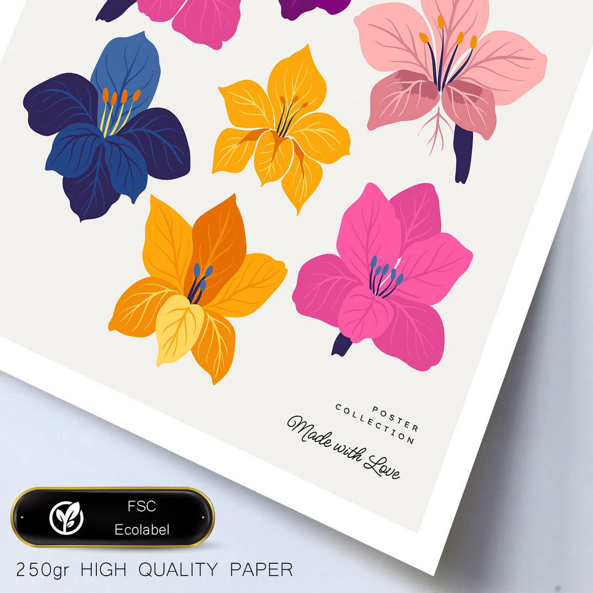 POSTER Set Mit 6 Florales Farbschema Größe A3 & A4 Weißer Rahmen - Weiß, Papier (29.7/1cm) - Nacnic