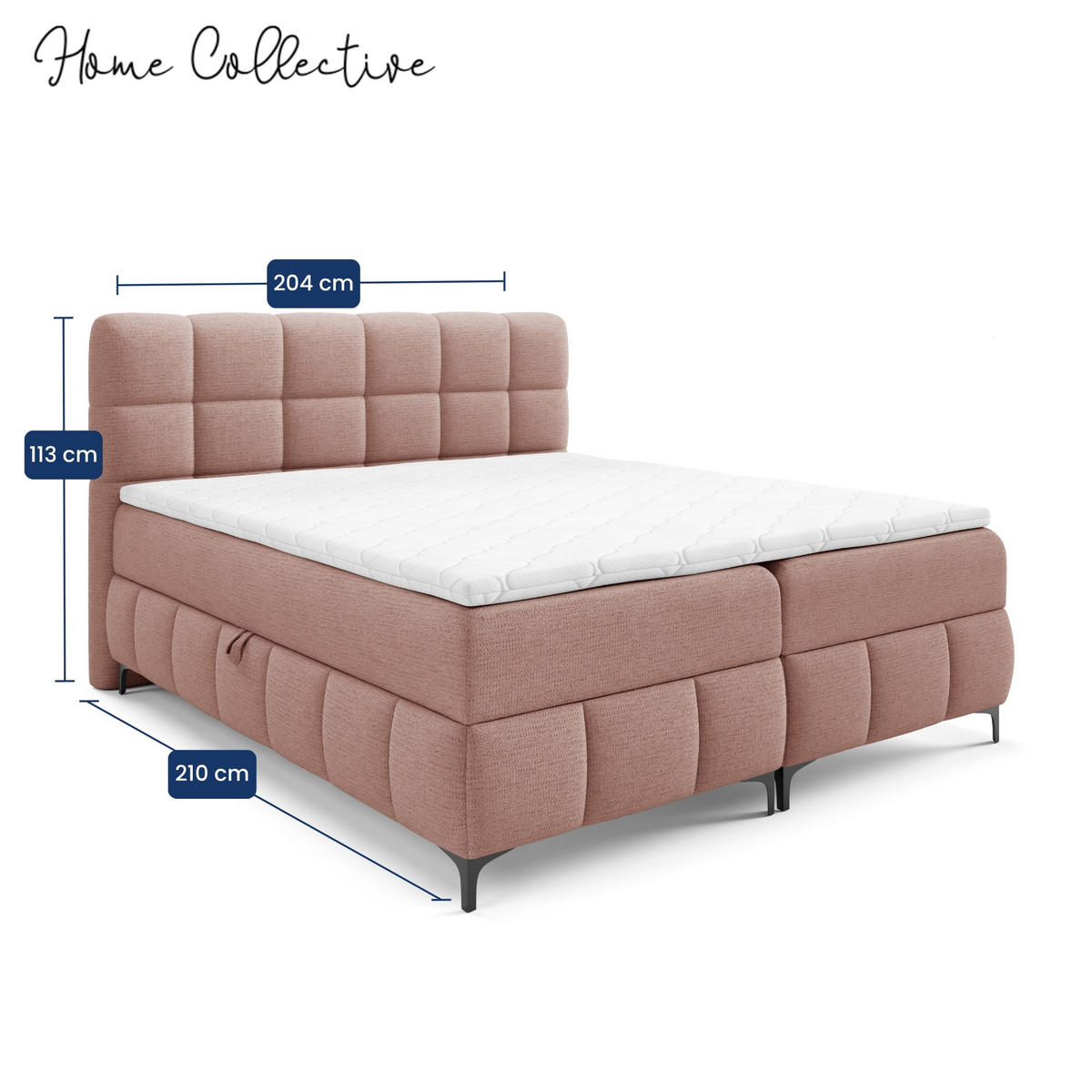 BOXBETT mit Stauraum und Topper 200x200 cm Rosa - Pink, Textil (200/200cm) - Home Collective