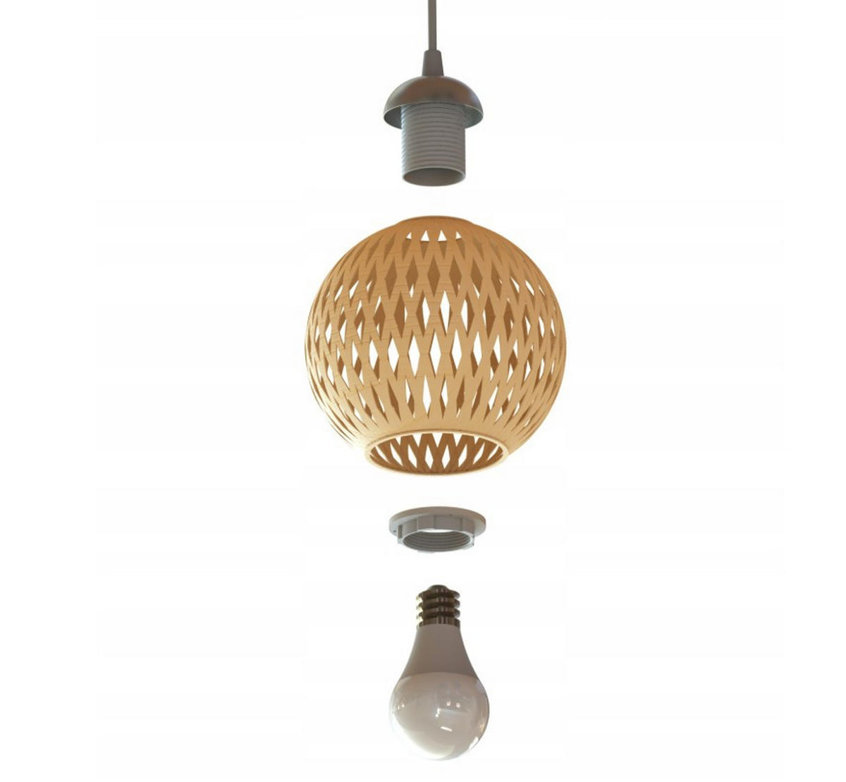 PENDELLEUCHTE BOHO - Beige/Schwarz, Holz/Metall (34/34/100cm) - kiki design