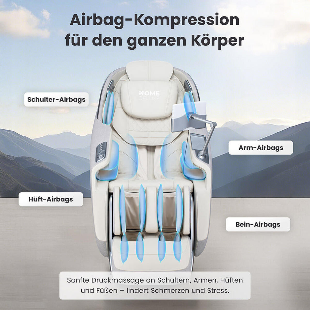 MASSAGESESSEL ALVINA mit Premium Webstoffpolsterung - Grau - Grau, Kunststoff (76.7/157/116cm) - Home Deluxe