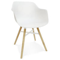 ESSZIMMERSTUHL Polypropylen Skandinavisch Hochbelastbar, Weiß 81x57x56,5 cm - Beige/Weiß, Kunststoff/Buchenholz (57/57/57cm) - KADIMA DESIGN