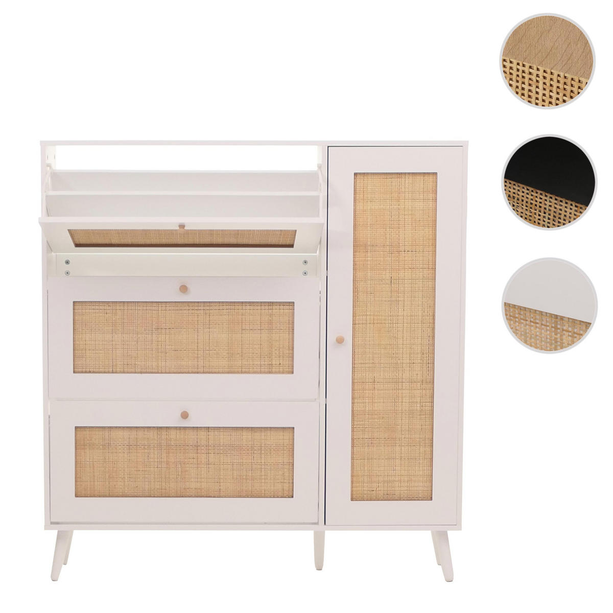 RATTAN-SCHUHKIPPER Weiß - Weiß, Holz (120/127/24cm) - MCW