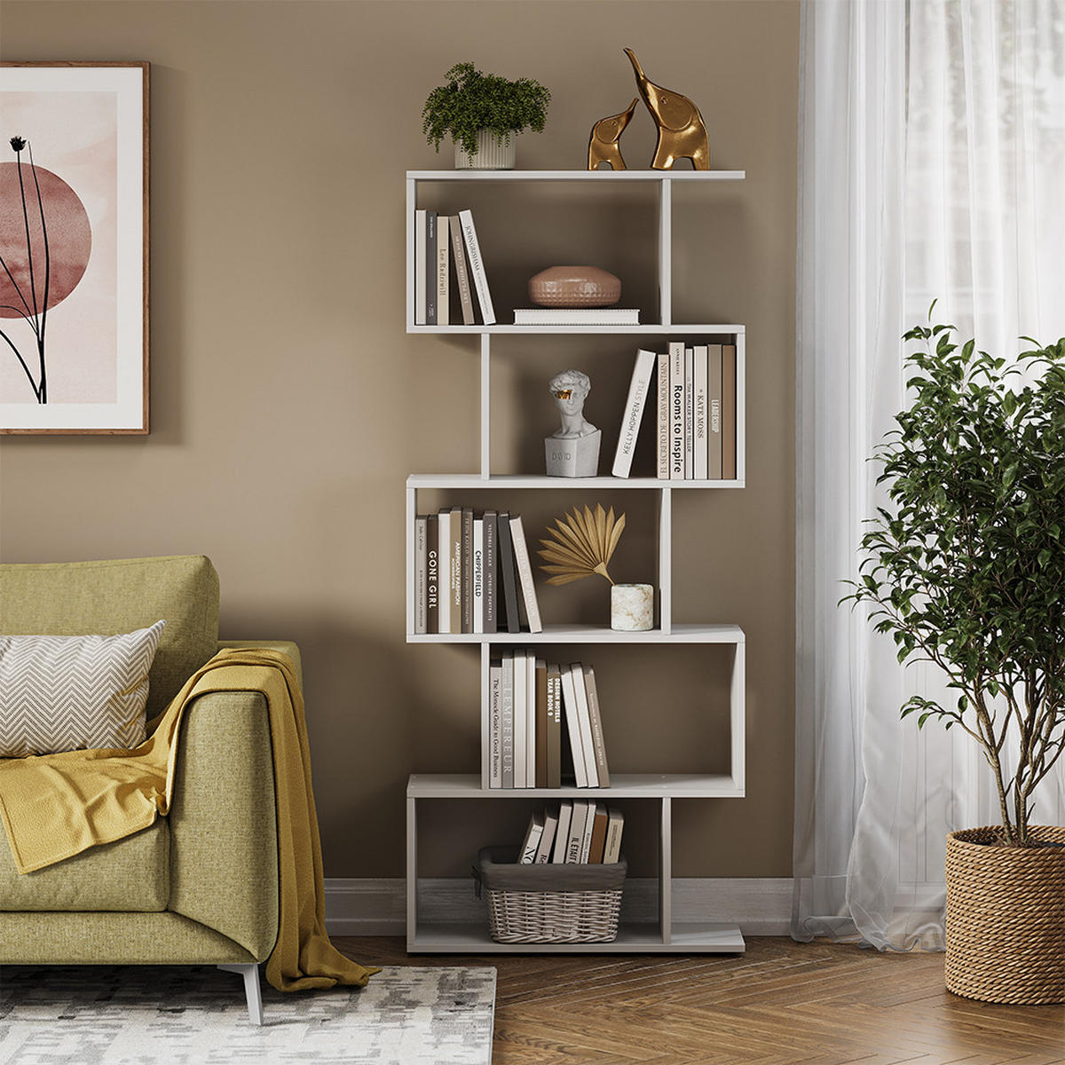 RAUMTEILER Levio Weiß 70 x 164.1 cm 5 Fächer - Weiß, Holzwerkstoff (70/164.1/23.8cm) - Vicco