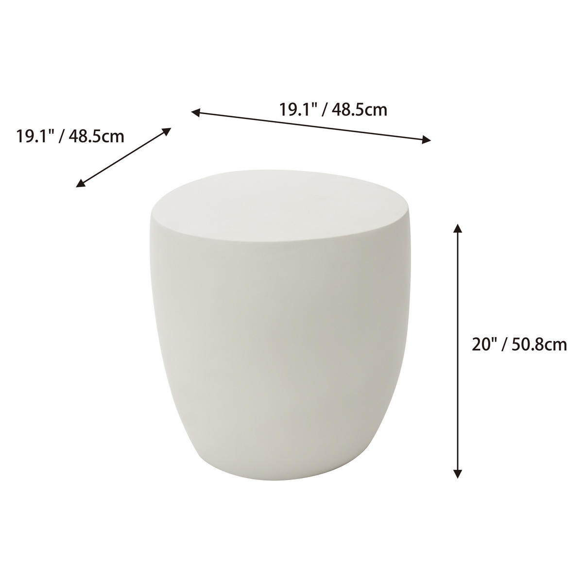 BEISTELLTISCH IKARIA Betonoptik 48 x 48 x 50 cm - Creme, Naturmaterialien (48/48/51cm) - Elementi