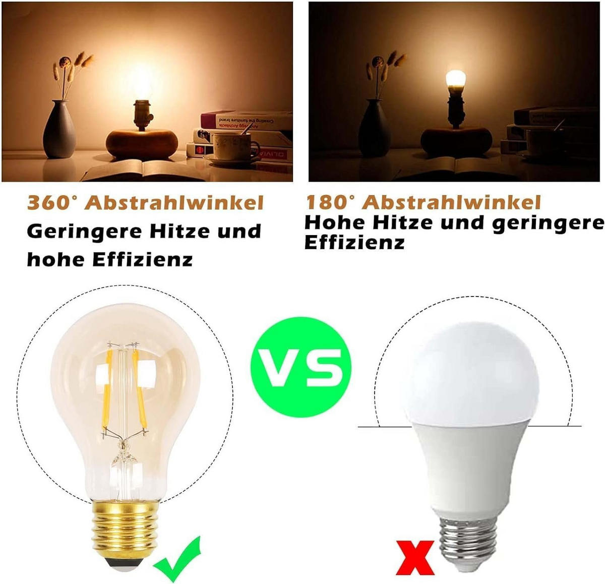 LED žárovky E27 4W (sada 6 ks) - průhledná, sklo (6/10.5cm) - Nettlife
