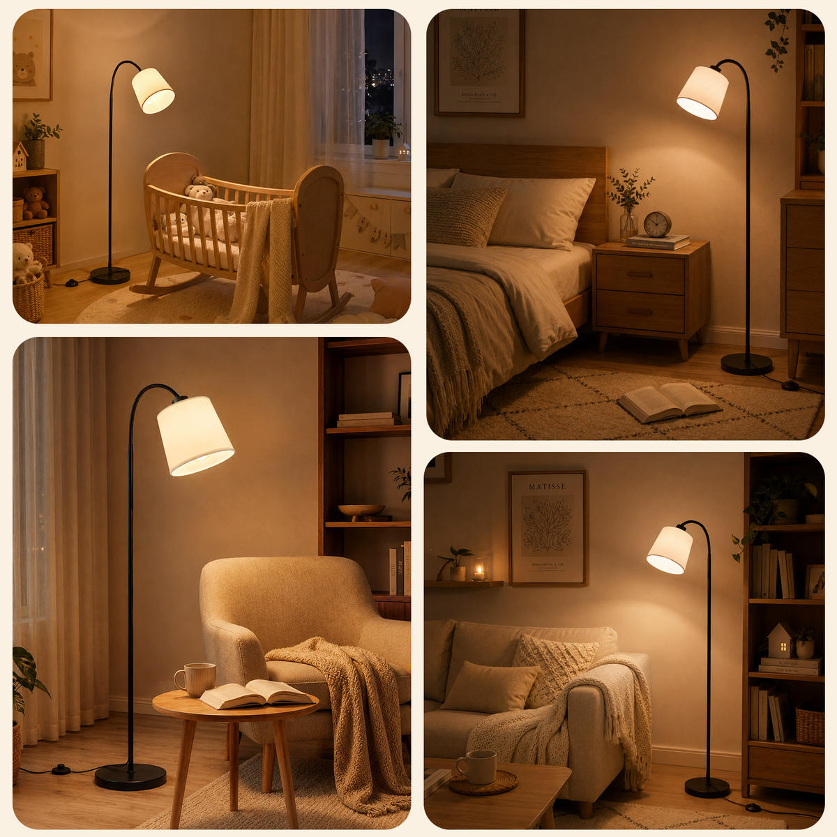 STEHLAMPE Orythvin 18/16/160 cm - Beige, Textil/Metall (18/16/160cm) - ZMH