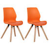 STUHL 2er Set Kunststoff orange - Eukalyptusholzfarben/Orange, Holz/Kunststoff (48/87/58cm) - CLP
