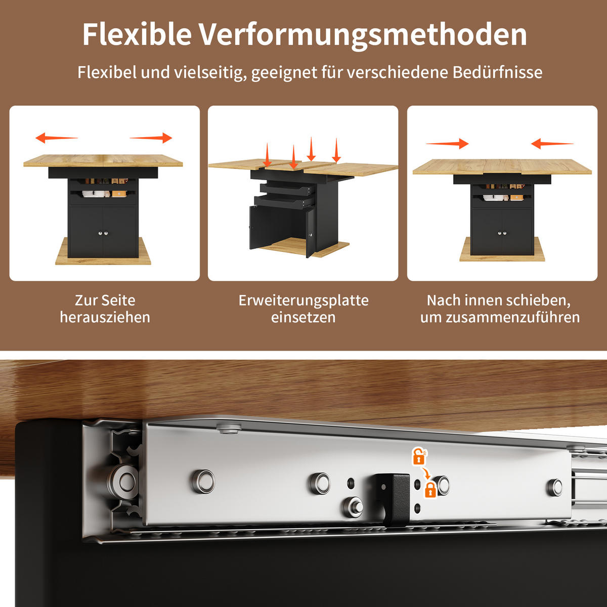 AUSZIEHTISCH Schwarz 110-140/80/76 cm - Schwarz, Holz (80/110/76cm) - PANGIVO