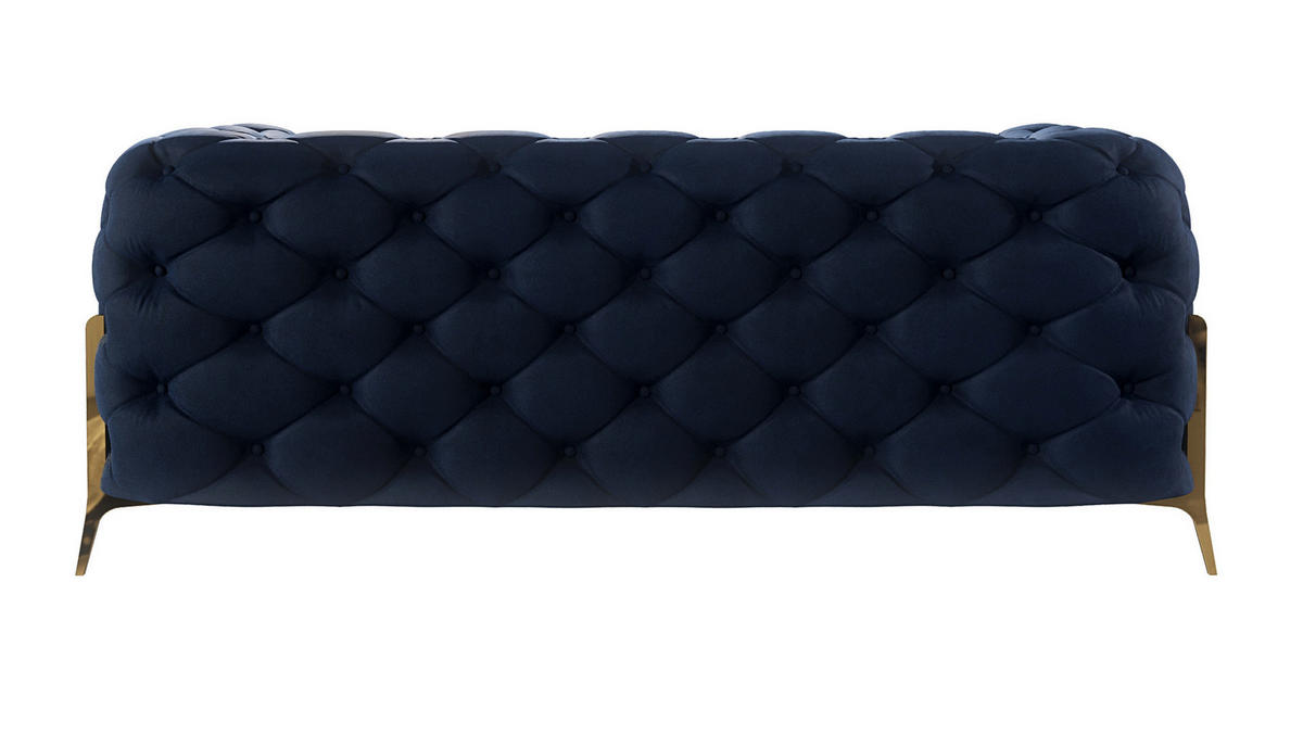 CHESTERFIELD-SOFA 2-Sitzer Lexi Marineblau Samt - Goldfarben/Dunkelblau, Holz/Textil (185/75/100cm) - S-Style Möbel