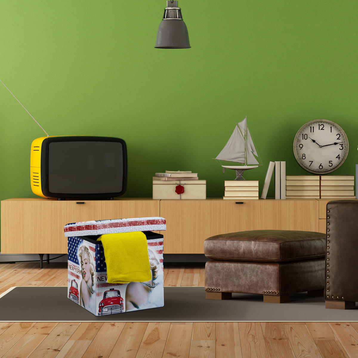 SITZHOCKER - Multicolor, Holzwerkstoff/Kunststoff (38/38/38cm) - Relaxdays