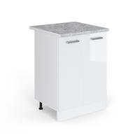 UNTERSCHRANK R-Line Weiß Hochglanz 60 cm mit Türen, mit Arbeitsplatte - Weiß Hochglanz/Weiß, Holzwerkstoff (60/81.6/60cm) - Vicco