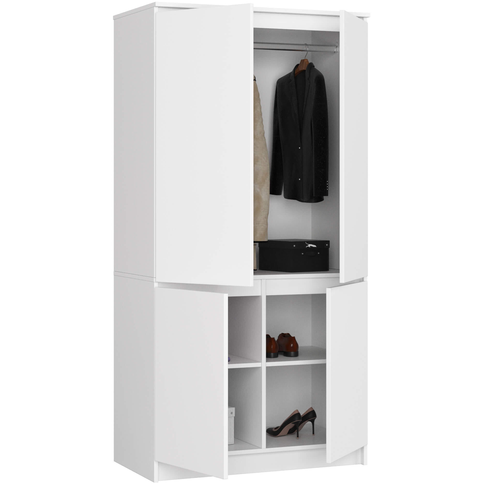 KLEIDERSCHRANK Weiß 90x51x180 cm - Weiß, Holzwerkstoff (90/180/51cm) - Akord