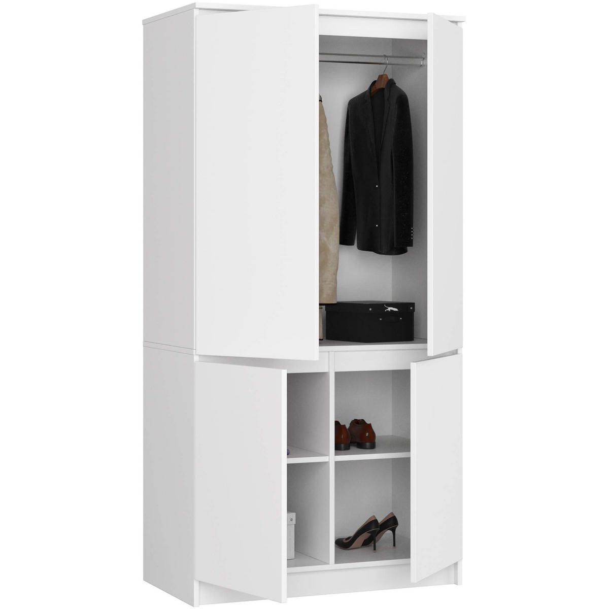 KLEIDERSCHRANK Weiß 90x51x180 cm - Weiß, Holzwerkstoff (90/180/51cm) - Akord