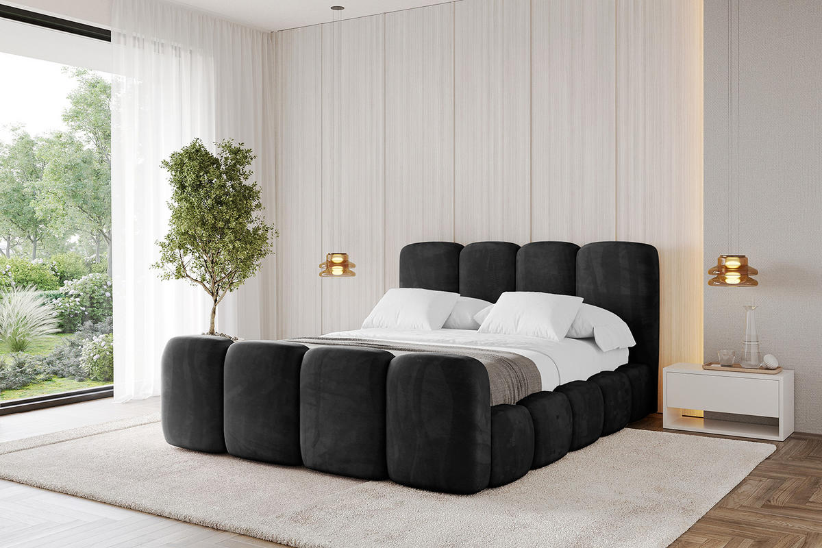POLSTERBETT mit Bettkasten, Fußteil und Lattenrost, Boxbett ohne Matratze - KALA-Z 180x200 Schwarz - Schwarz, Holzwerkstoff/Textil (180/200cm) - ALTDECOR